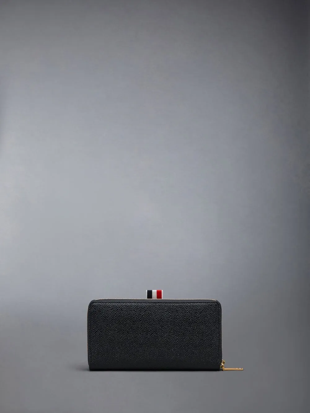 Thom Browne Pebble-grain Zip-around Wallet In Black