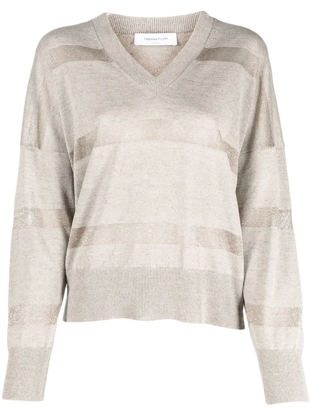 

Fabiana Filippi top tejido con cuello en V - Gris