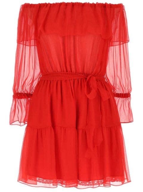 Gucci off-shoulder silk minidress