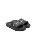 Balmain Kids logo-print flat slides - Black