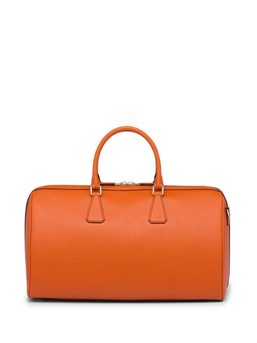 Shop Prada Leather Logo-patch Travel Bag In Orange