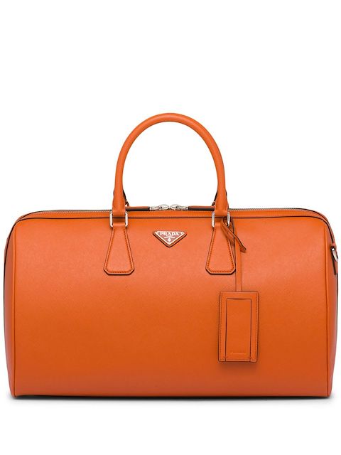 Prada شنطة سفر جلد بشارة شعار الماركة 