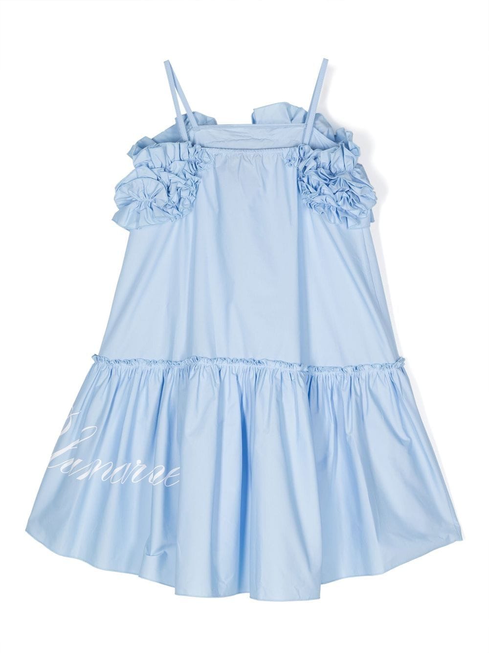 Shop Miss Blumarine Ruffle-detail Logo-print Dress In Blue