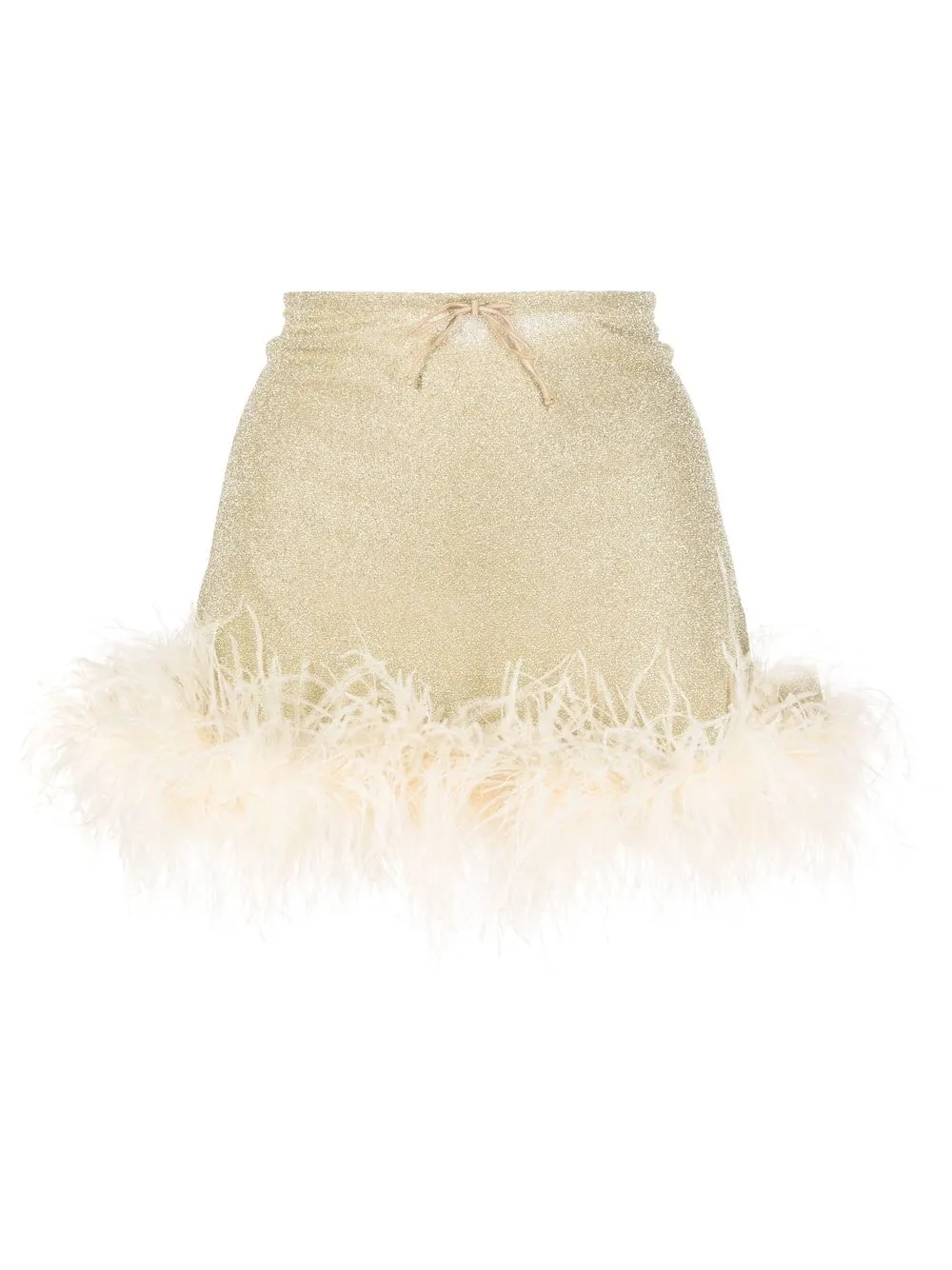 

Oséree feather-trim glitter-detailed skirt - Gold