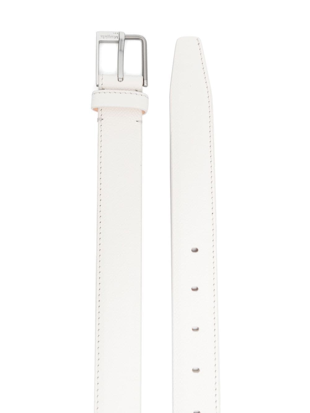 Shop Maison Margiela Buckled Leather Belt In White