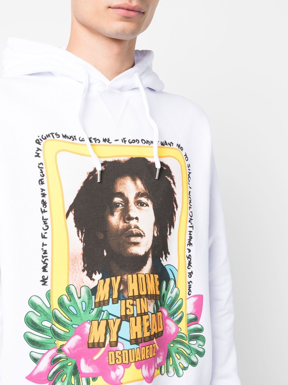 Shop Dsquared2 Slogan-print Cotton Hoodie In White