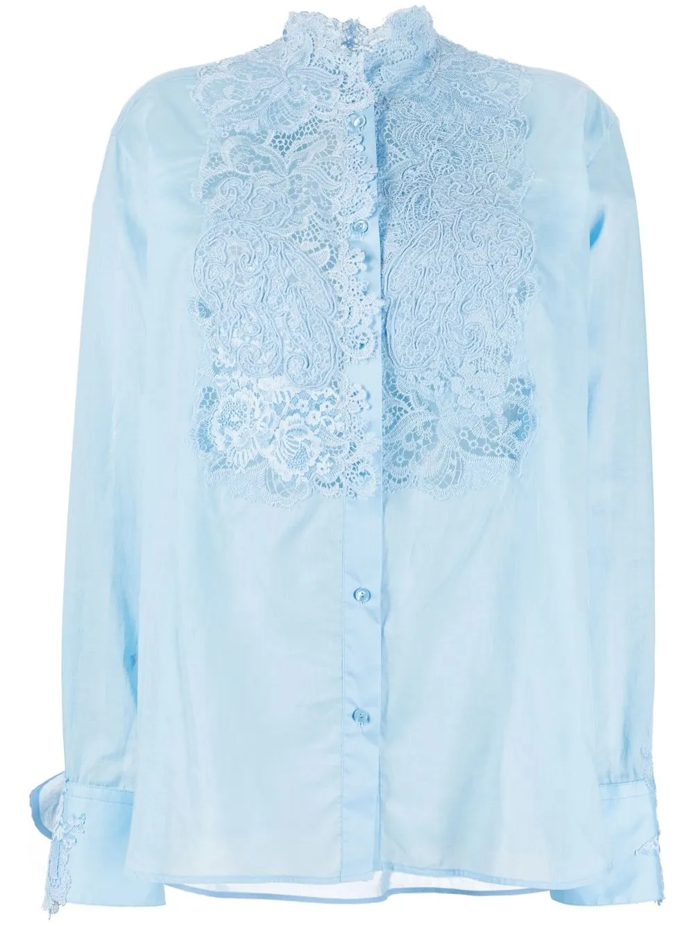 

Ermanno Scervino camisa con paneles de encaje - Azul