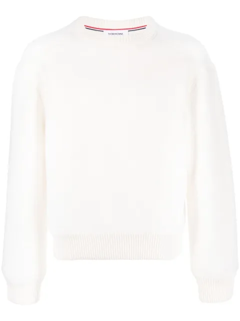Thom Browne logo-patch crew neck jumper