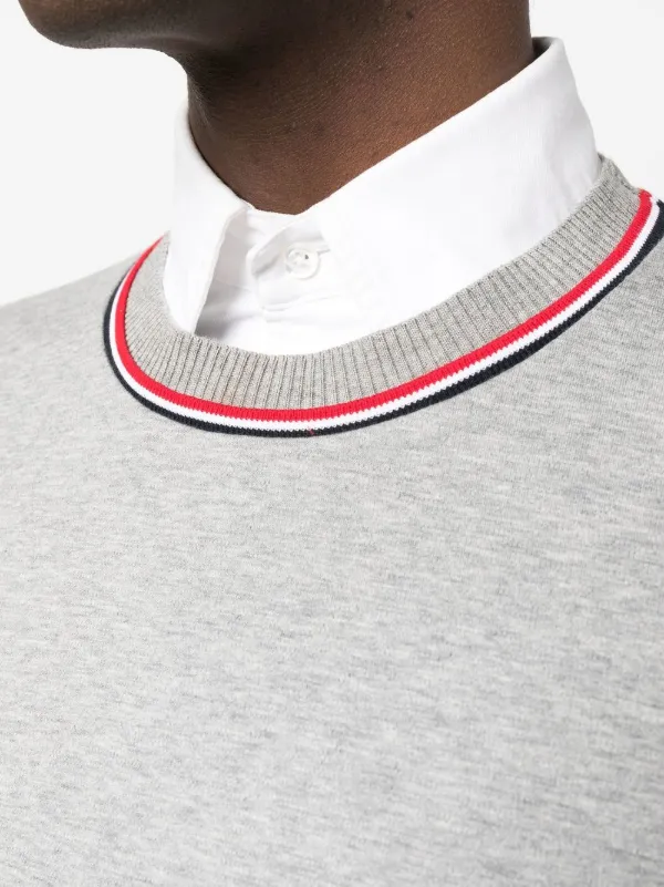 THOME BROWNE グレーストライプトレーナー　サイズ5 THOM BROWNE | Stripe sleeve crewneck sweatshirt | HEATHERED