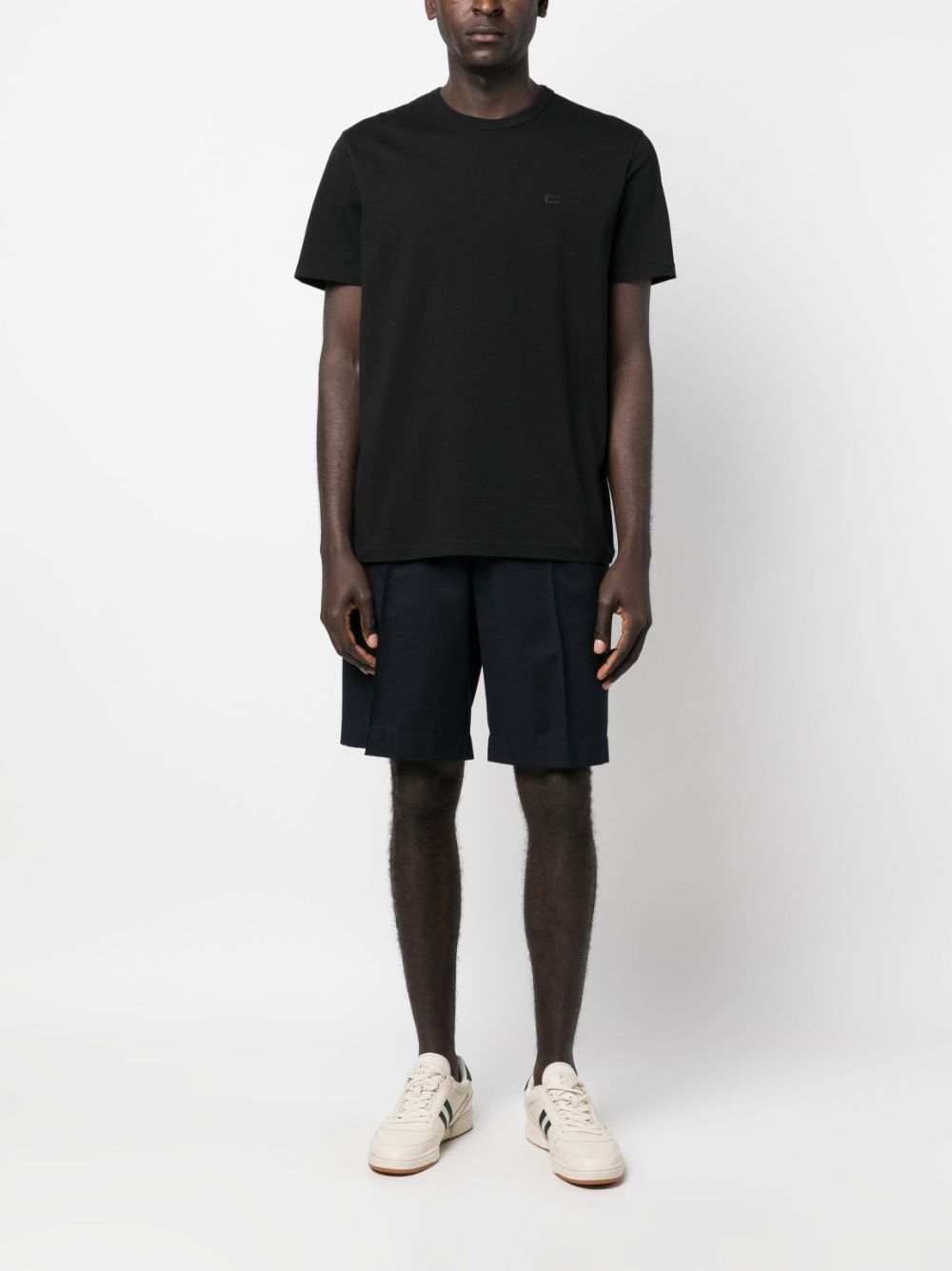 Shop Woolrich Logo-embroidered Short-sleeve Cotton T-shirt In Schwarz