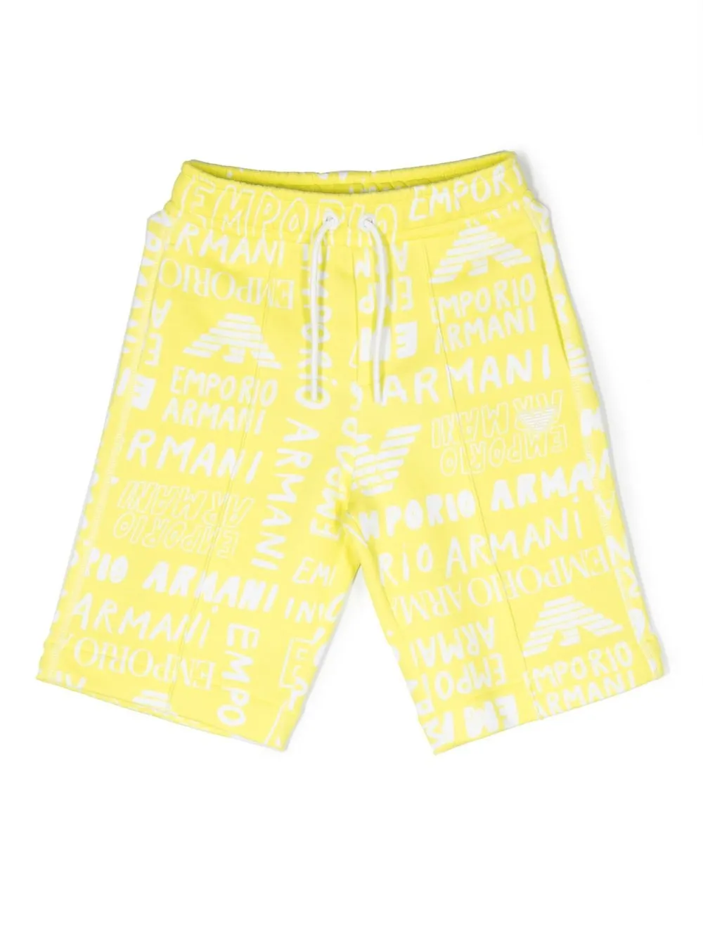 

Emporio Armani Kids all-over logo-print shorts - Yellow