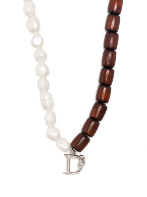 Dsquared2 logo-charm beaded necklace