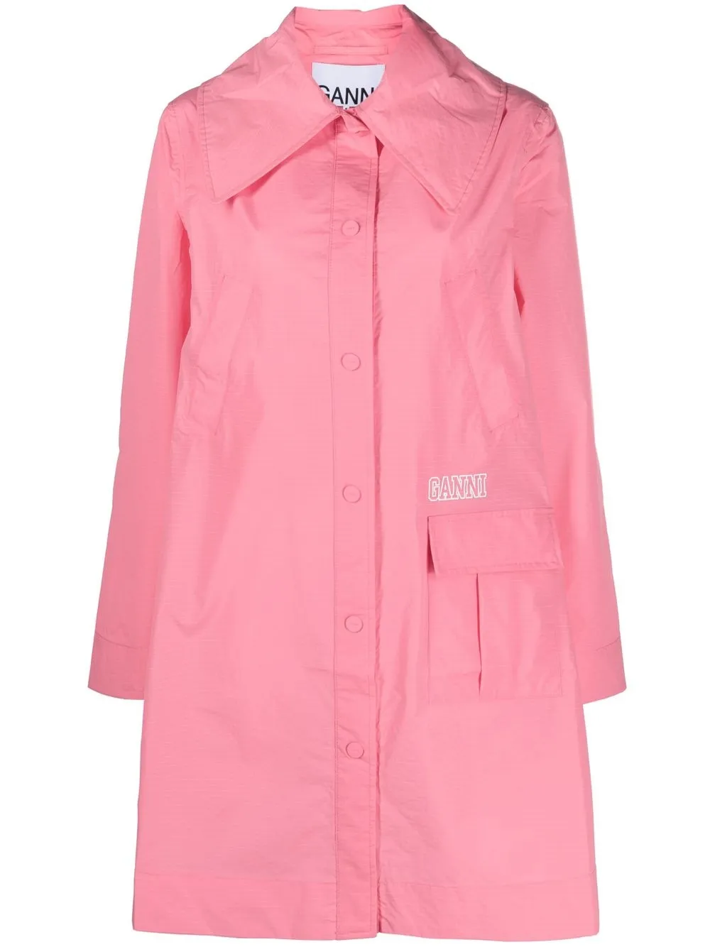 

GANNI oversized-collar raincoat - Pink