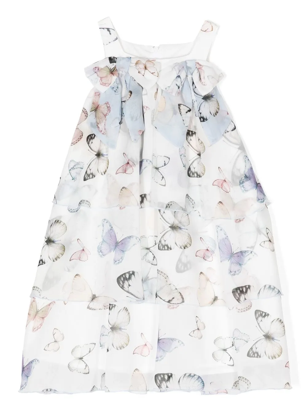 Patachou Kids' Butterfly-print Sleeveless Dress In White