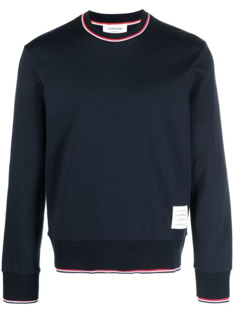 Thom Browne logo-patch crew neck sweater