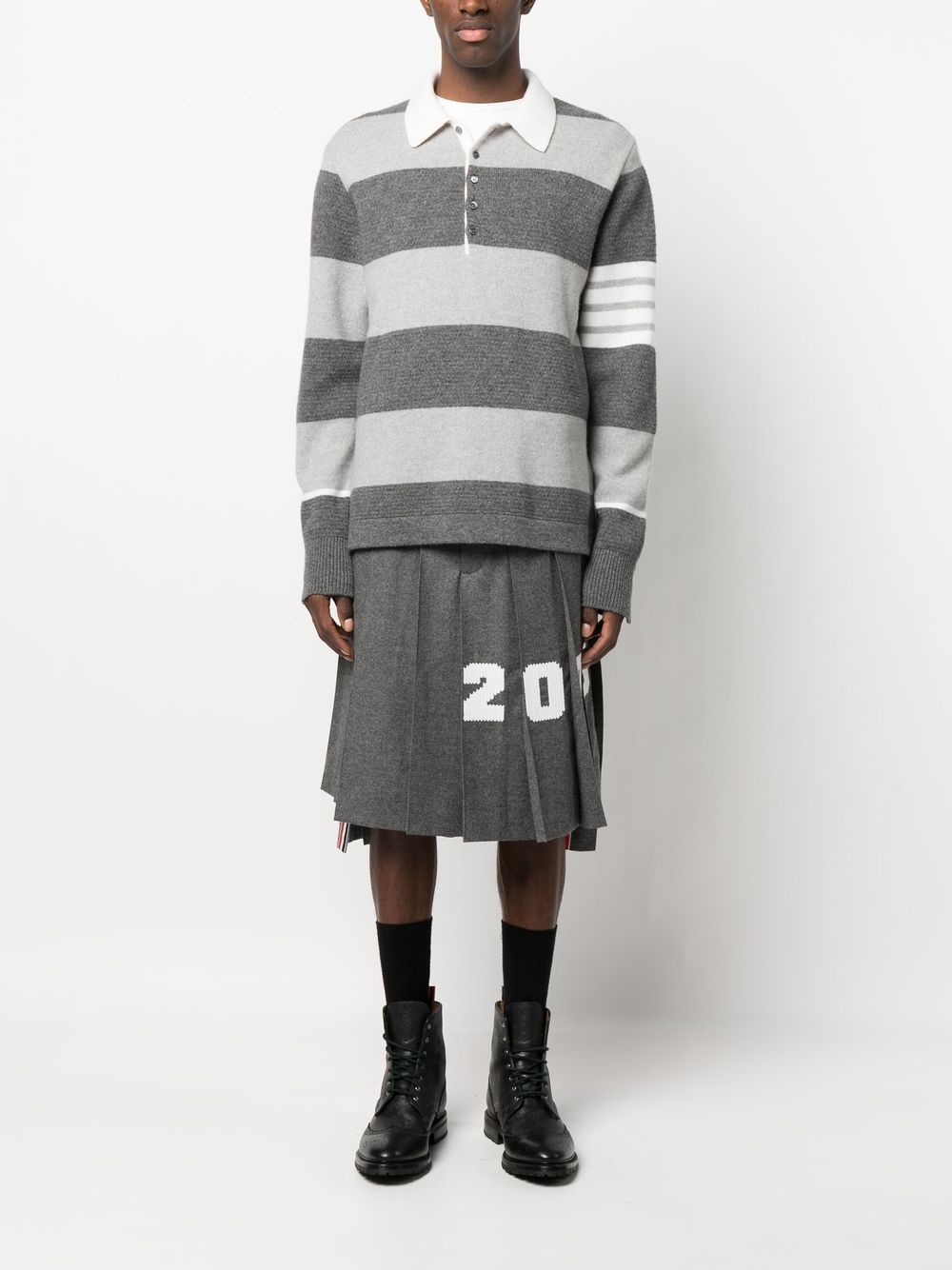 Shop Thom Browne Rugby Jacquard Pullover In Grey