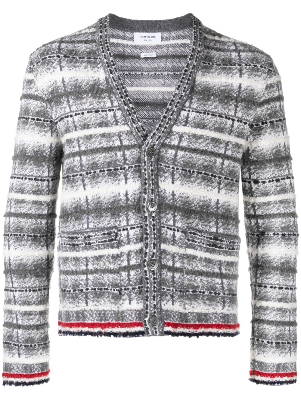 Thom Browne Tartan Check Inlay Jacquard cardigan - Grey