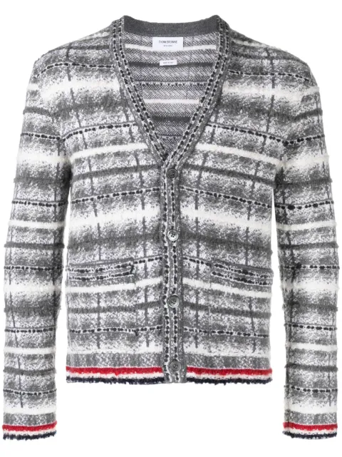 Thom Browne Tartan Check Inlay Jacquard cardigan