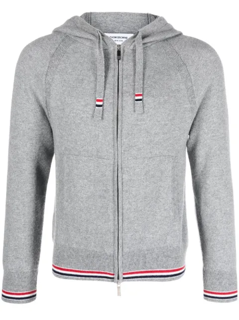 Thom Browne cashmere knitted zip-up hoodie