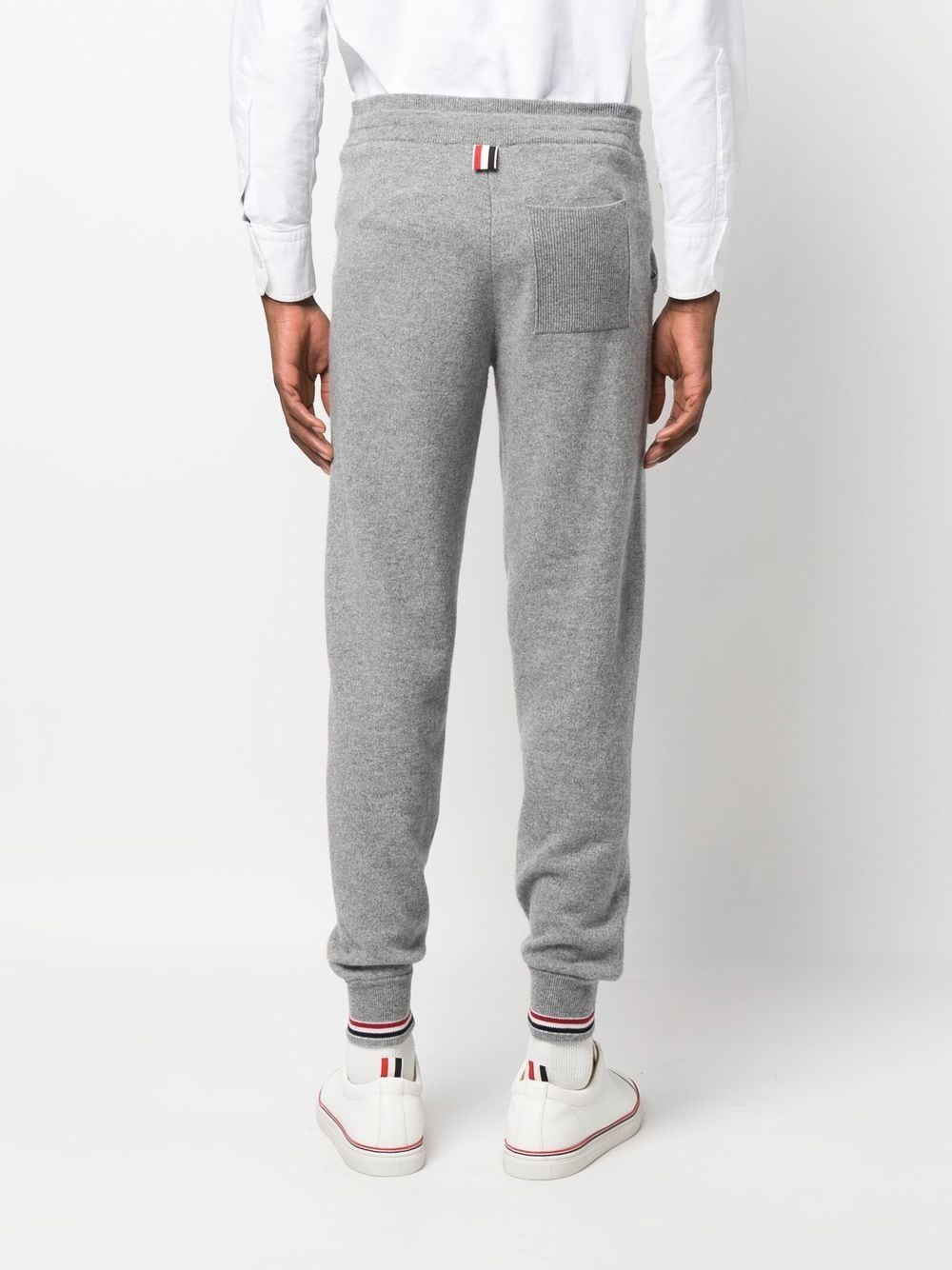 Shop Thom Browne Cashmere Knitted Track Pants In Grey