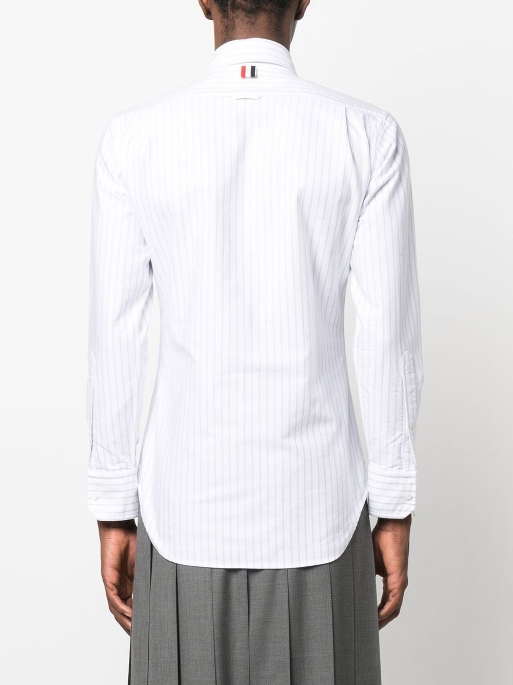 Shop Thom Browne Pinstripe-pattern Long-sleeve Shirt In White