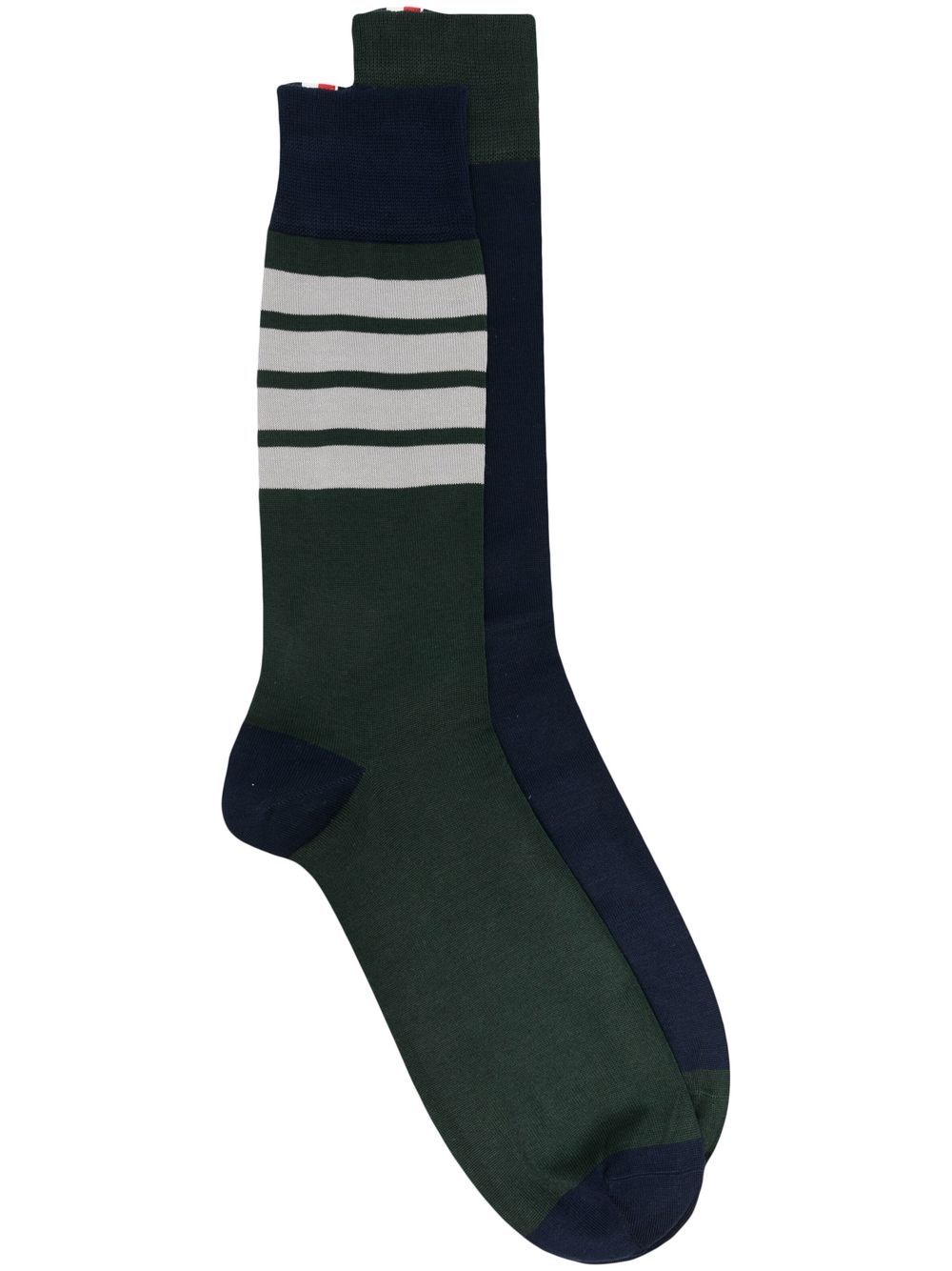 Fun Mix 4-bar Stripe Mid-calf Socks In Green