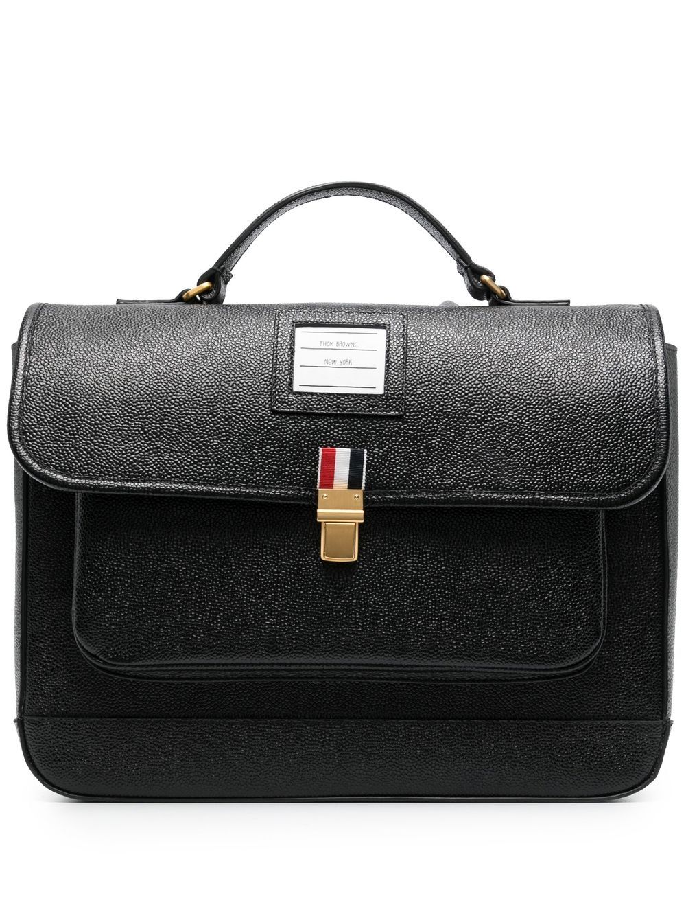 Thom Browne Pebble Grain Leather School Backpack In Black