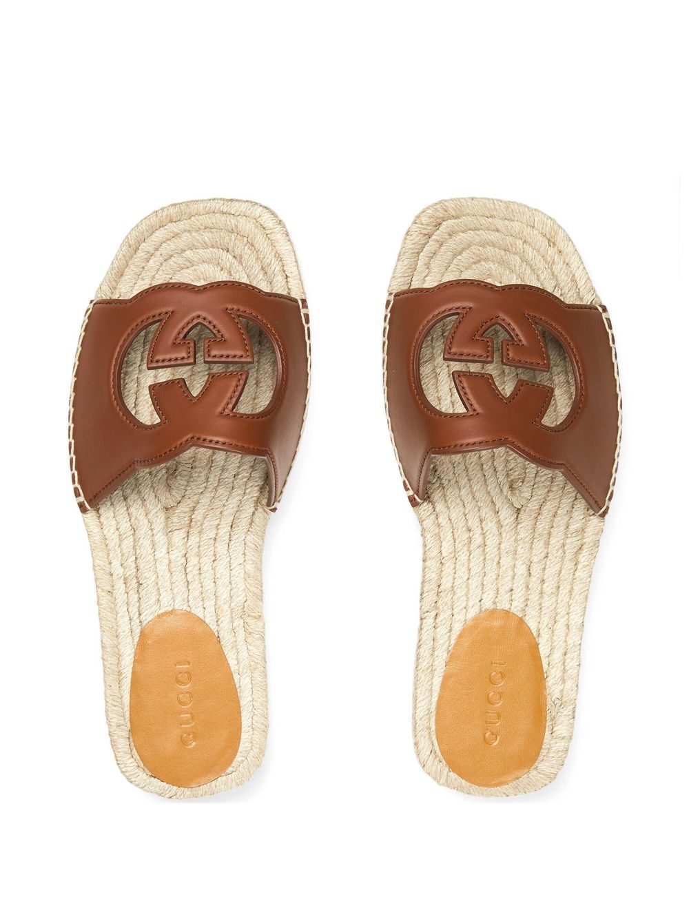 Shop Gucci Interlocking G Cut-out Sandals In 褐色