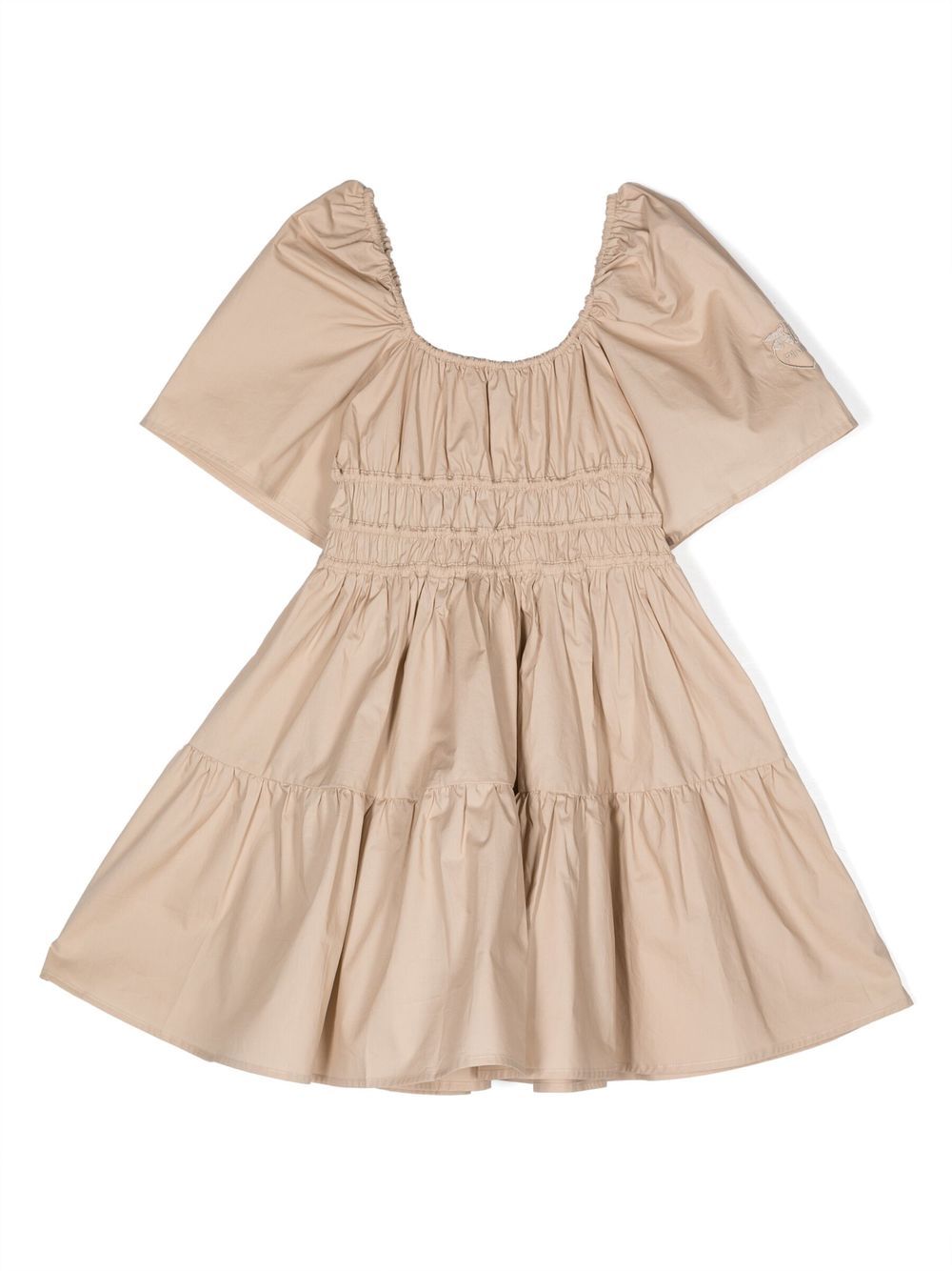 

Pinko Kids gathered detailing cotton dress - Neutrals