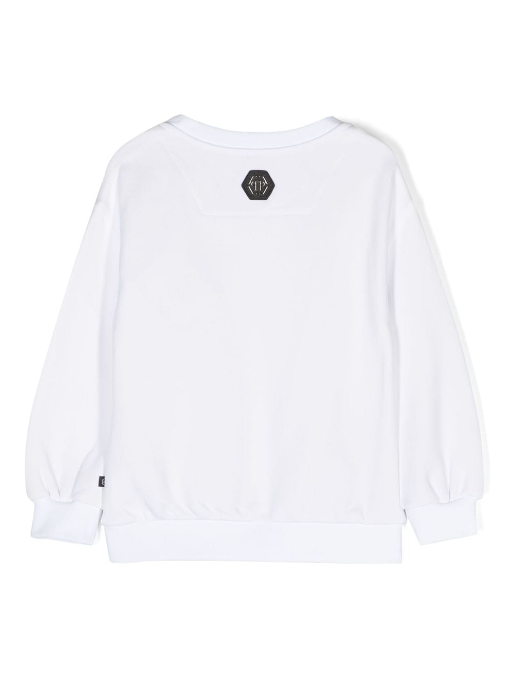 Shop Philipp Plein Junior Logo-print Long-sleeved Sweatshirt In White