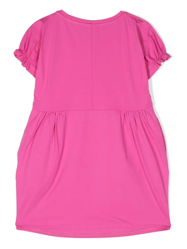 Emporio Armani Kids embroidered-logo ruched-detail Dress | Pink | FARFETCH Emporio Armani Kids embroidered-logo ruched-detail Dress | Pink | FARFETCH