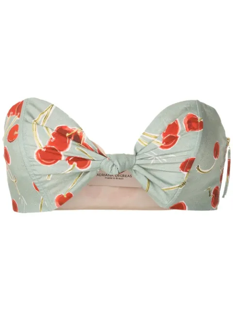 Adriana Degreas cherry-print strapless crop top