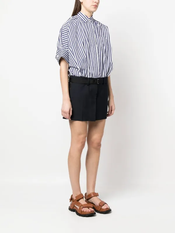Sacai ストライプパネル シャツドレス | ホワイト | FARFETCH JP