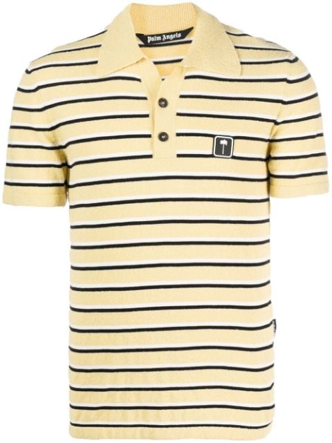 logo-patch striped terry polo shirt