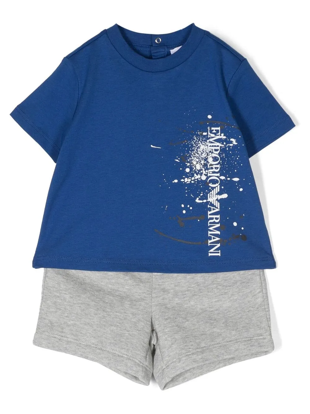 

Emporio Armani Kids paint-splatter tracksuit short set - Blue