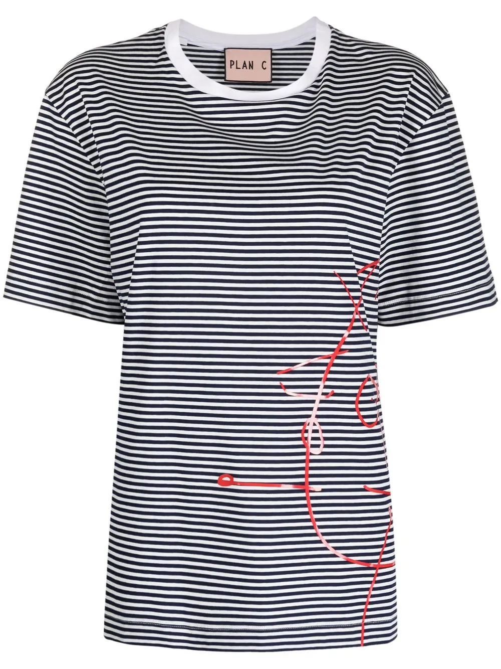 

Plan C stripe-pattern crew-neck T-shirt - White