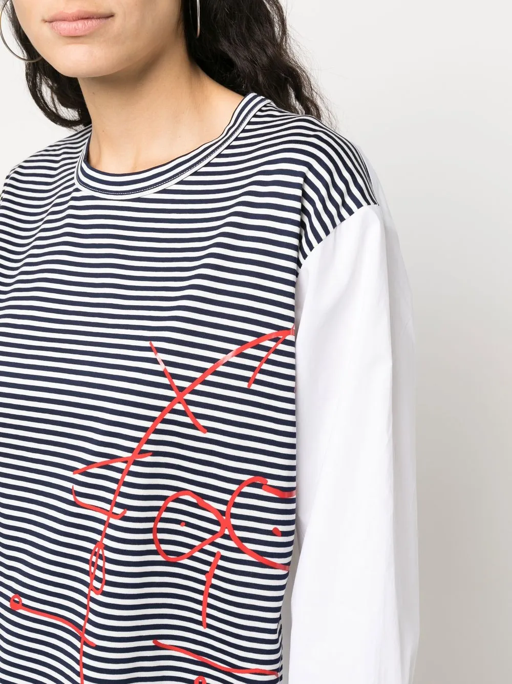 Plan C Stripe-pattern Crew-neck Sweatshirt In 蓝色