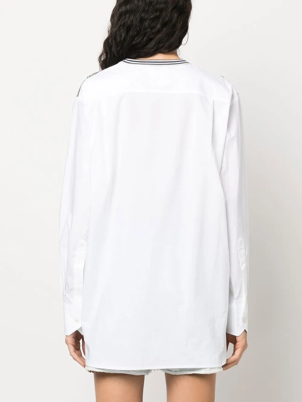 Plan C Stripe-pattern Crew-neck Sweatshirt In 蓝色
