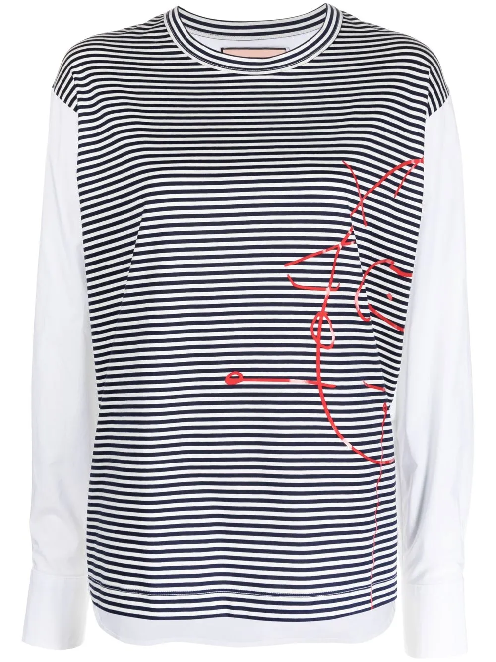 

Plan C stripe-pattern crew-neck sweatshirt - Blue