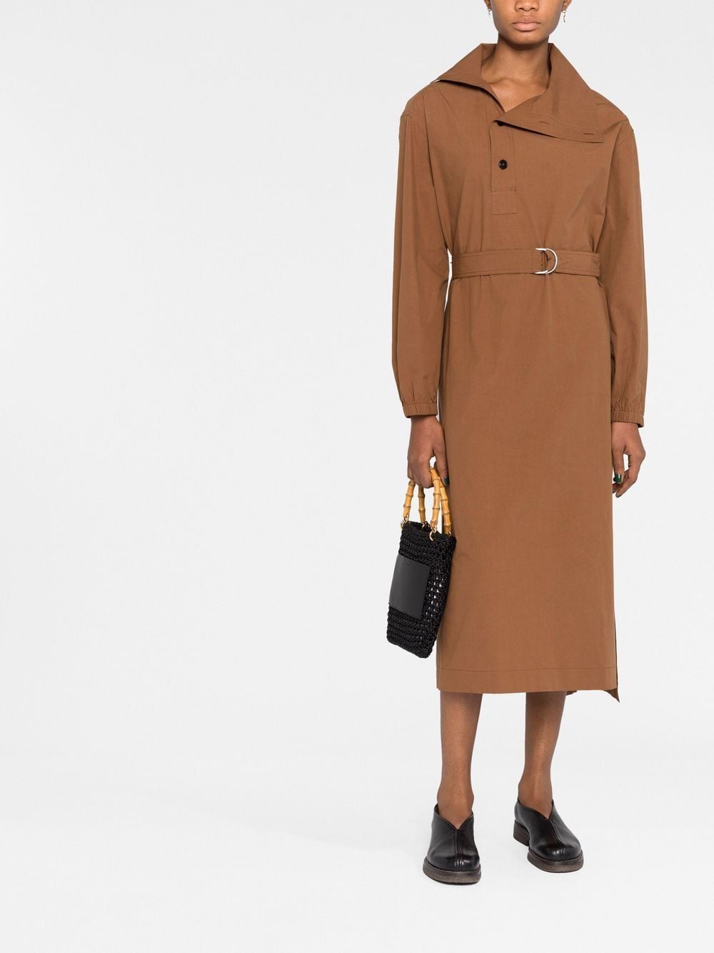 Jil Sander Blousejurk met ceintuur - Bruin