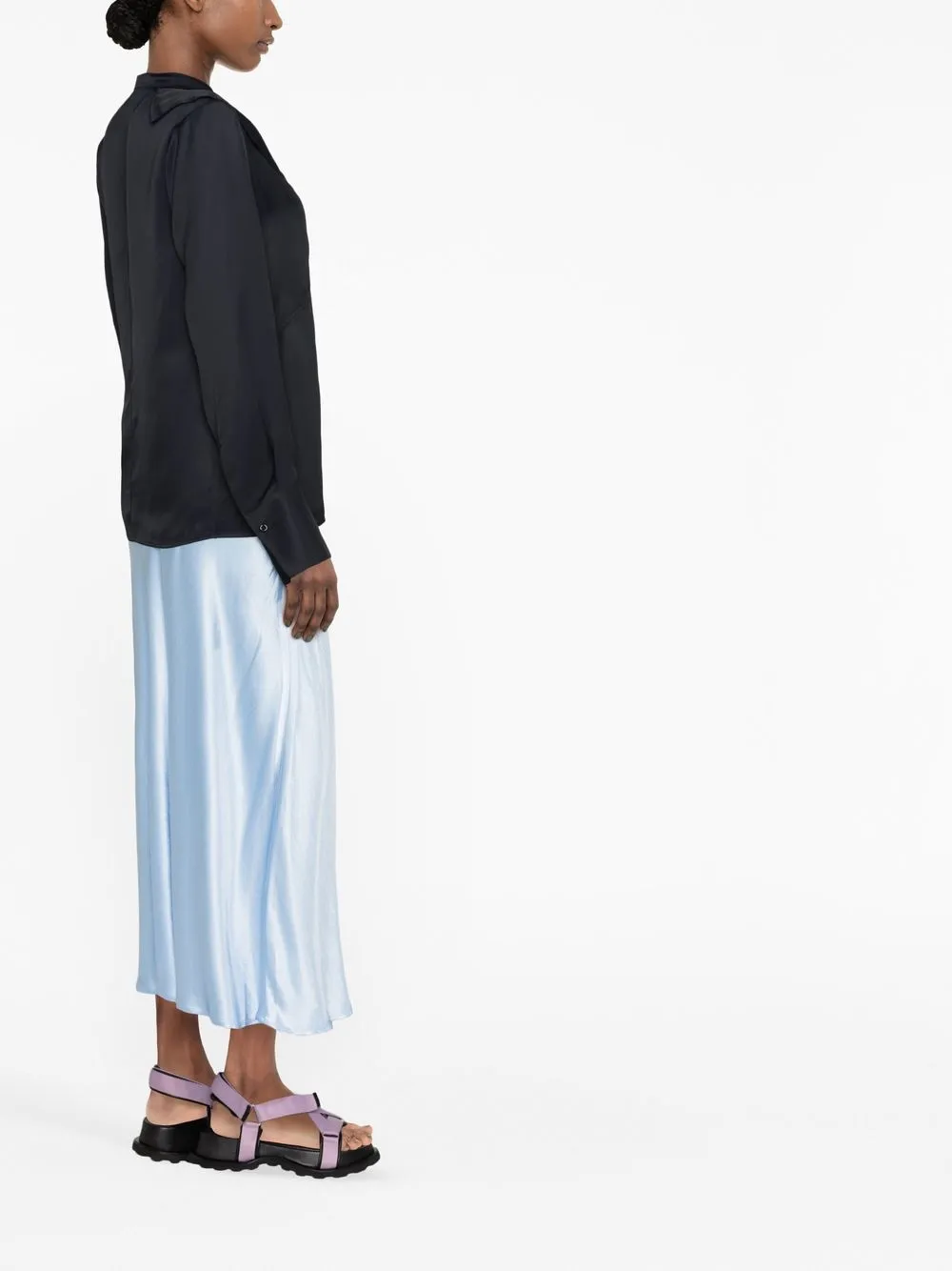  Jil Sander Button-front Satin Shirt - Blue 