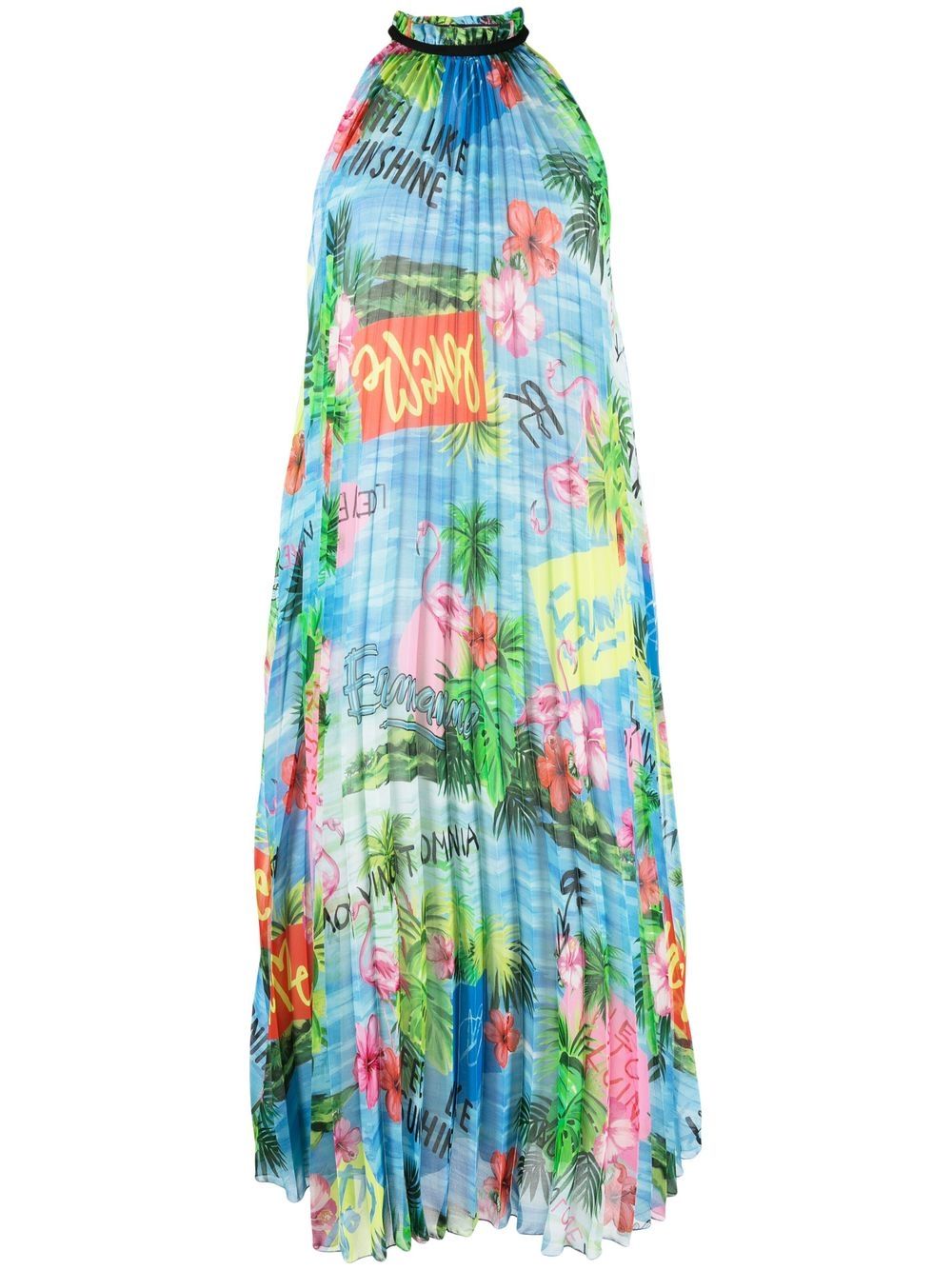 

ERMANNO FIRENZE graphic-print pleated midi dress - Blue