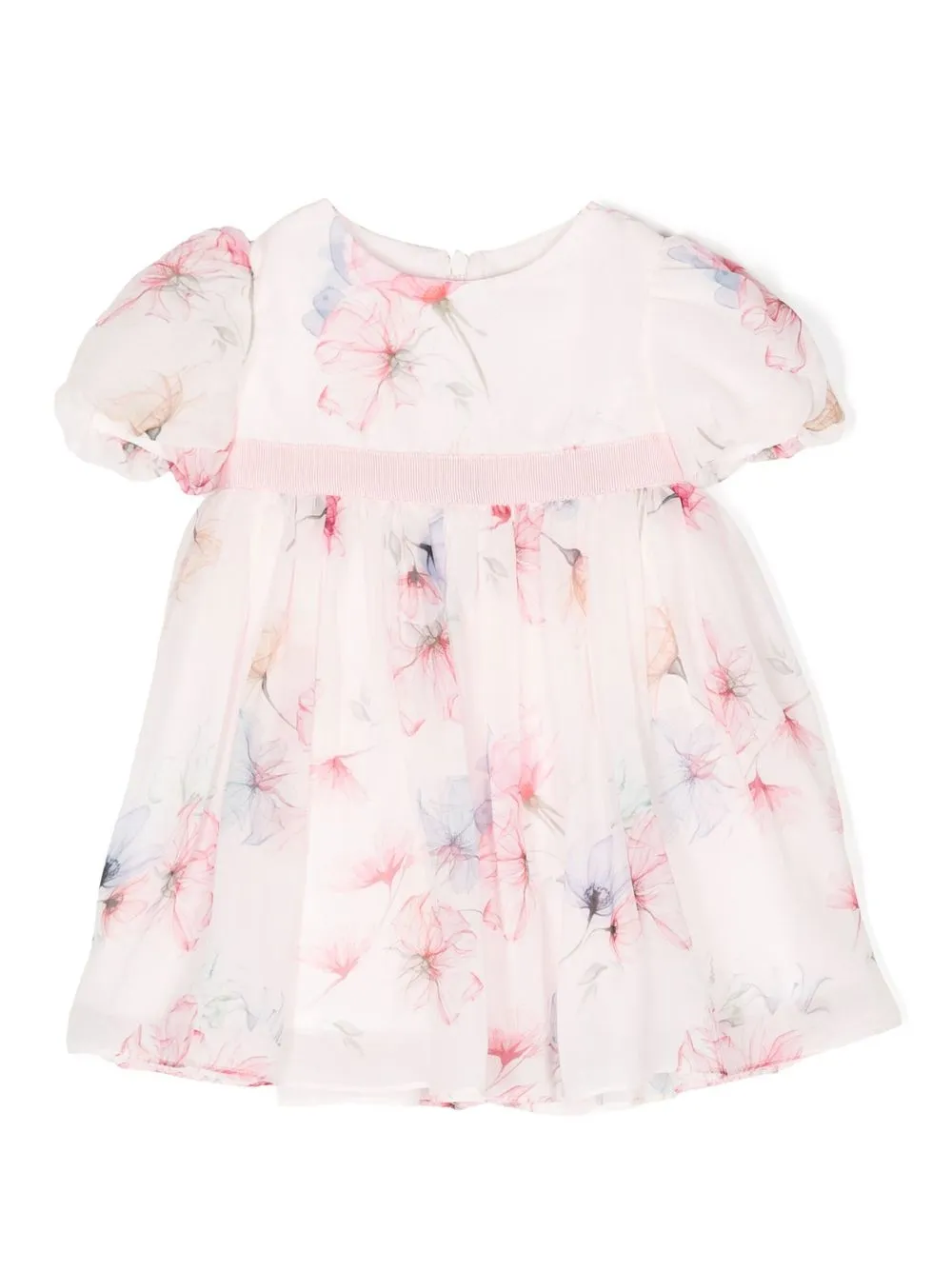 Patachou Kids' Floral-print Short-sleeved Dress In Pink