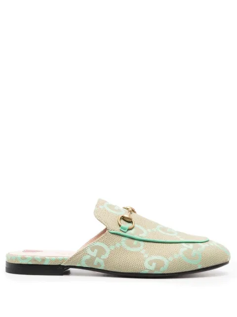 Gucci monogram-pattern leather slippers
