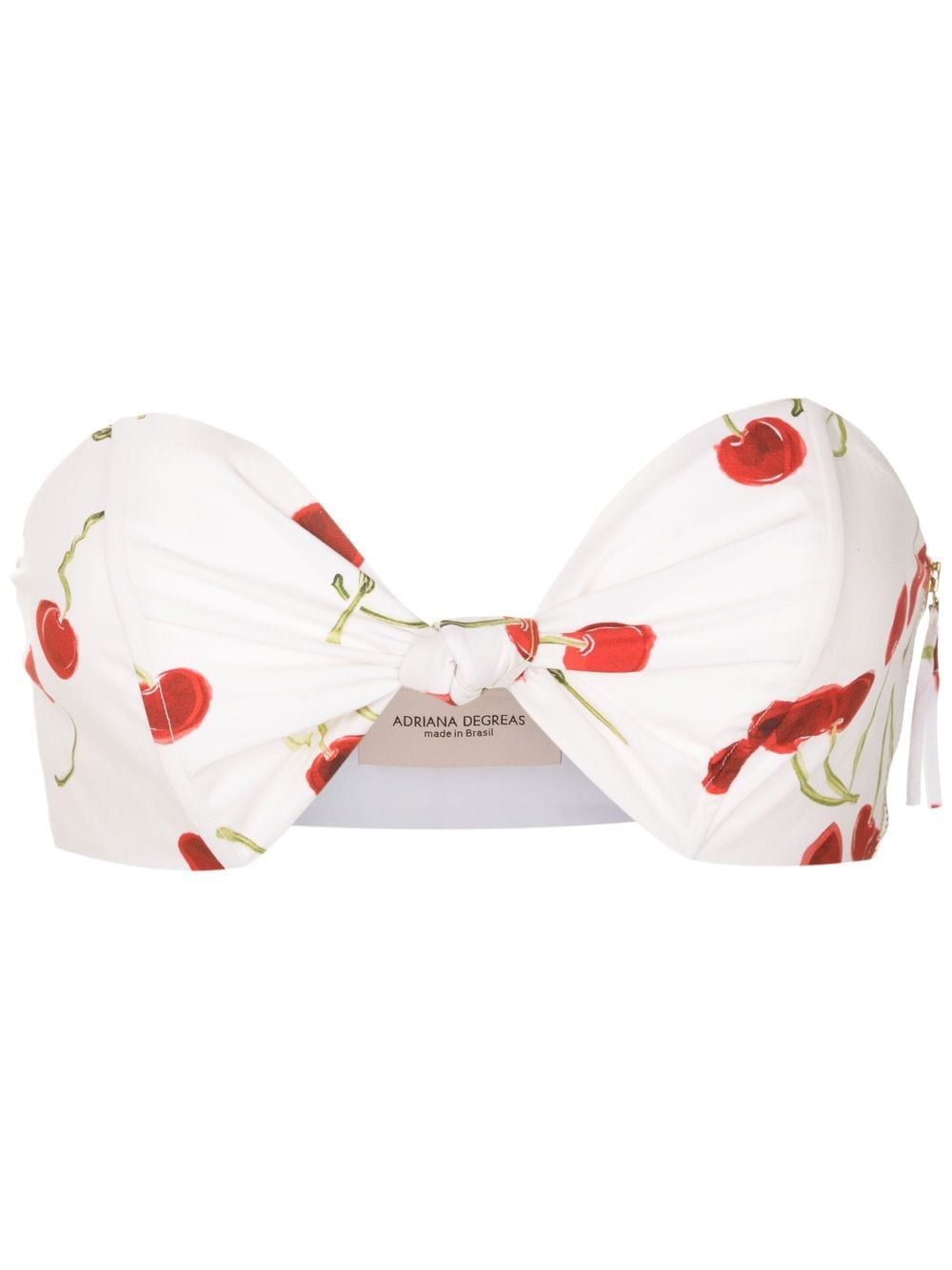 Image 1 of Adriana Degreas cherry-print strapless crop top