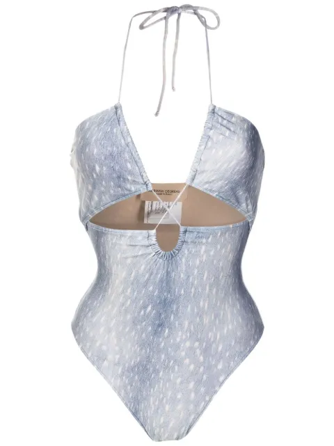 Adriana Degreas halterneck crossover-strap swimsuit