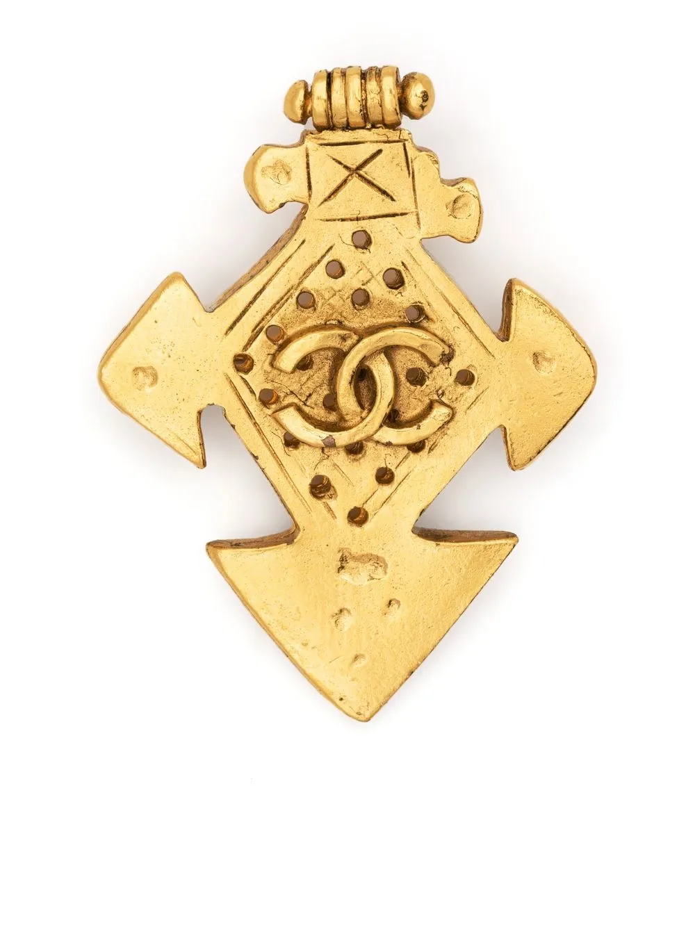 

Yves Saint Laurent Pre-Owned CC logo arrow motif brooch - Gold