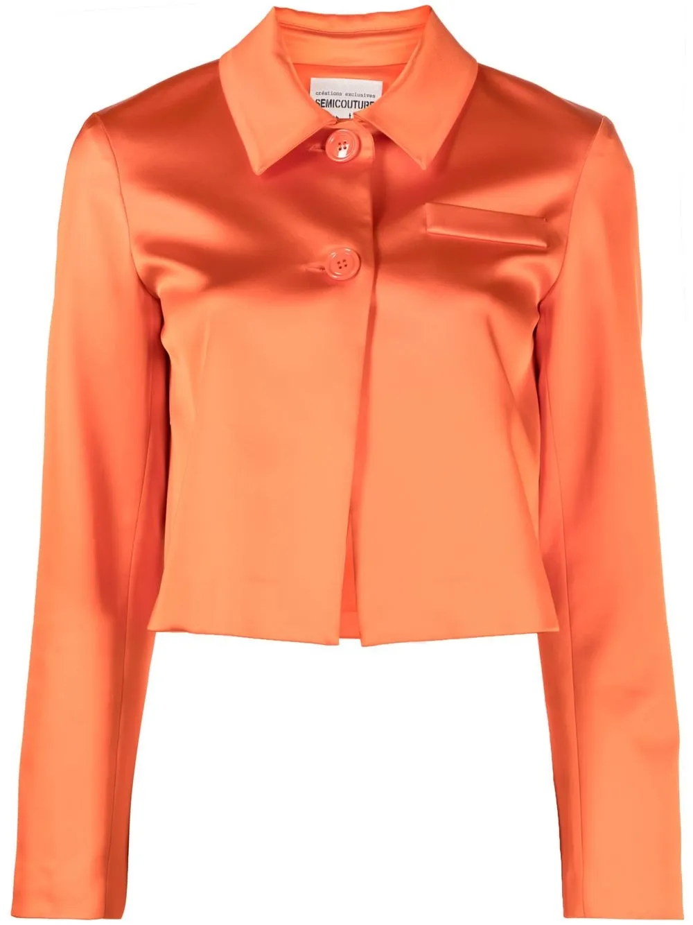 

Semicouture satin-finish cropped blazer - Orange