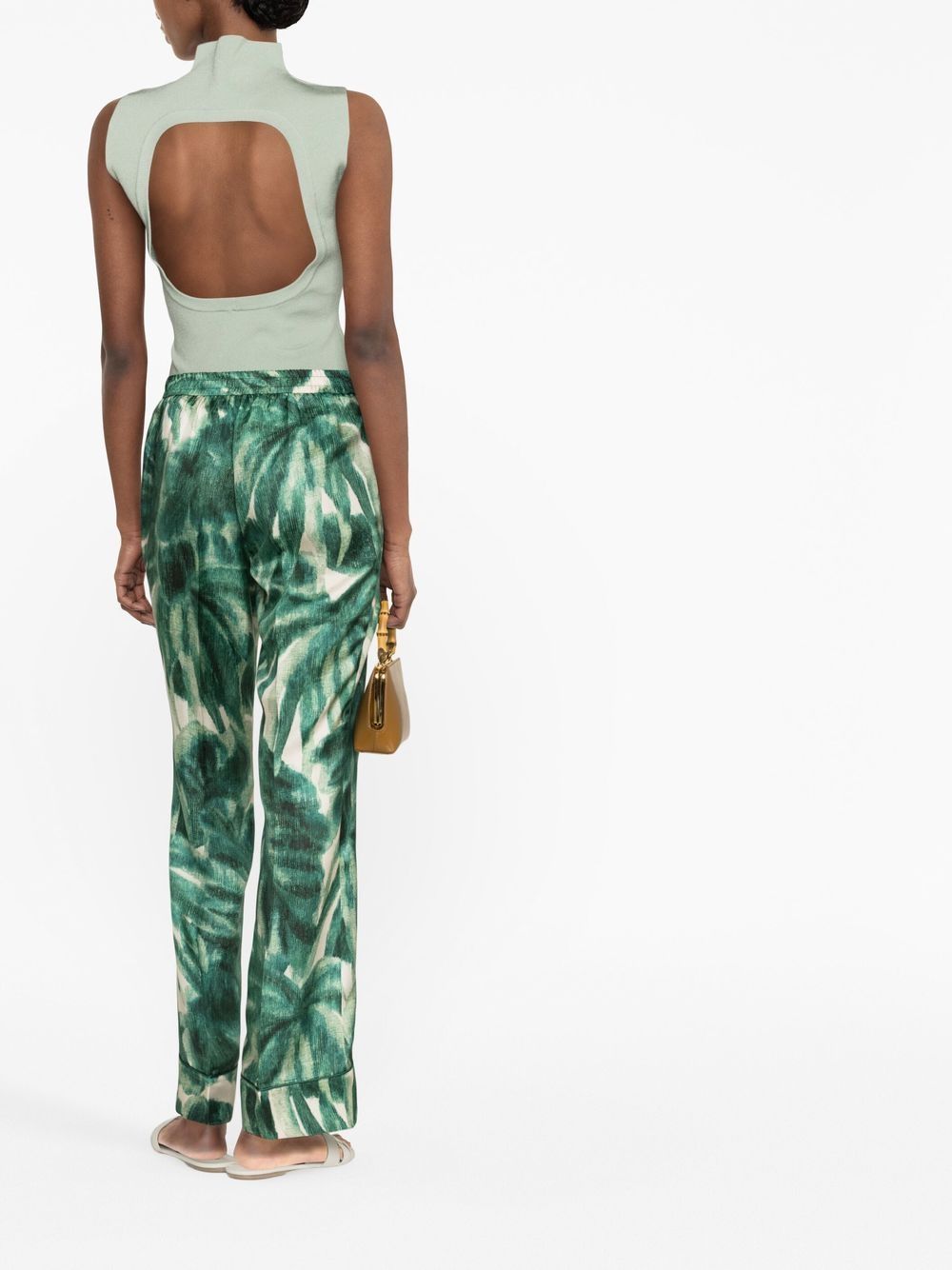 Shop F.r.s For Restless Sleepers Graphic-print Silk Trousers In Green