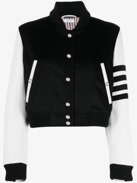 Thom Browne chamarra nomber estilo universitaria con paneles